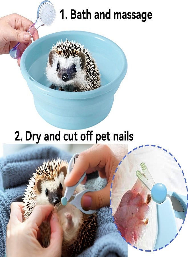 JSLZF Hedgehog Bath Supplies Grooming Kit: Foldable Bathtub, Nail Clippers, Bathing Brushes, Towel for Hedgehog Small Pets like Guinea Pigs - Image 5
